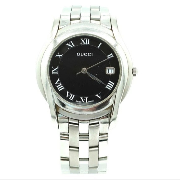⭐GUCCI Watch5500M 38mm Men's/Women's Black/ Silver